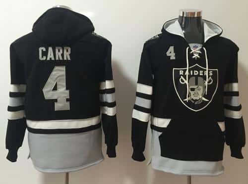 Nike Oakland Raiders #4 Derek Carr Black Grey Name & Number Pullover NFL Hoodie inbean