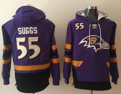 Nike Baltimore Ravens #55 Terrell Suggs Purple Black Name & Number Pullover NFL Hoodie inbean