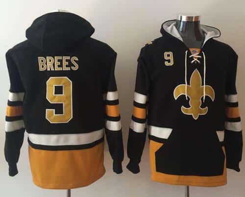 Nike New Orleans Saints #9 Drew Brees Black Gold Name & Number Pullover NFL Hoodie inbean