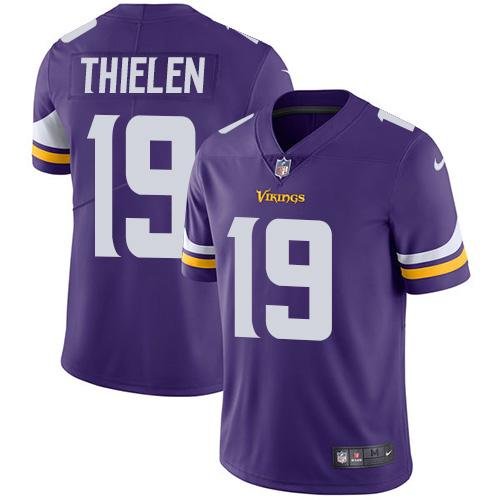 Youth Nike Minnesota Vikings #19 Adam Thielen Purple Team Color Stitched NFL Vapor Untouchable Limited Jersey inbean