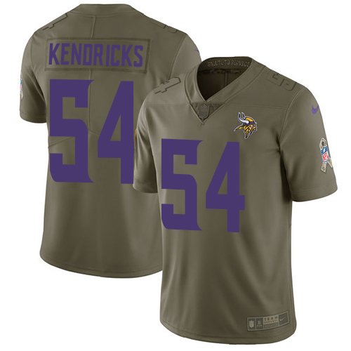 Youth Nike Minnesota Vikings #54 Eric Kendricks Olive Stitched NFL Limited 2017 Salute to Service Jersey inbean