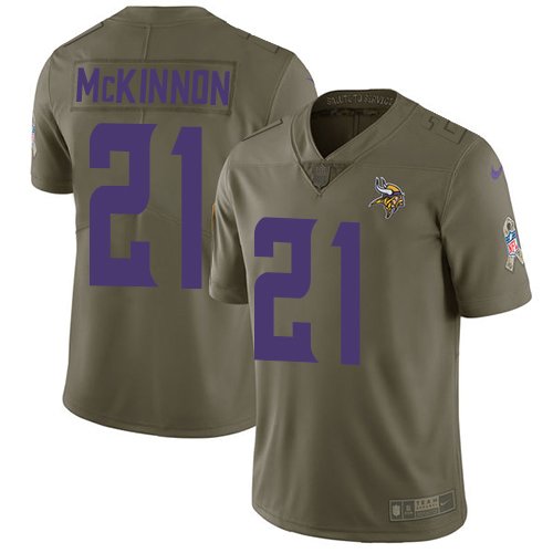 Youth Nike Minnesota Vikings #21 Jerick McKinnon Olive Stitched NFL Limited 2017 Salute to Service Jersey inbean