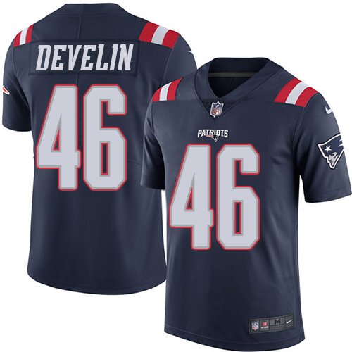 Youth Nike New England Patriots #46 James Develin Navy Blue Stitched NFL Limited Rush Jersey inbean