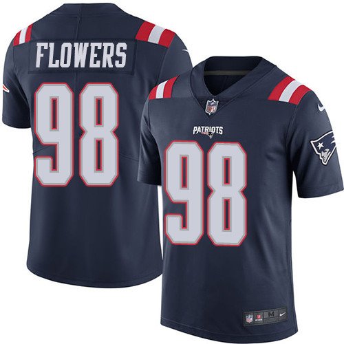 Youth Nike New England Patriots #98 Trey Flowers Navy Blue Stitched NFL Limited Rush Jersey inbean