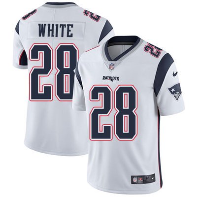 Youth Nike New England Patriots #28 James White White Stitched NFL Vapor Untouchable Limited Jersey inbean