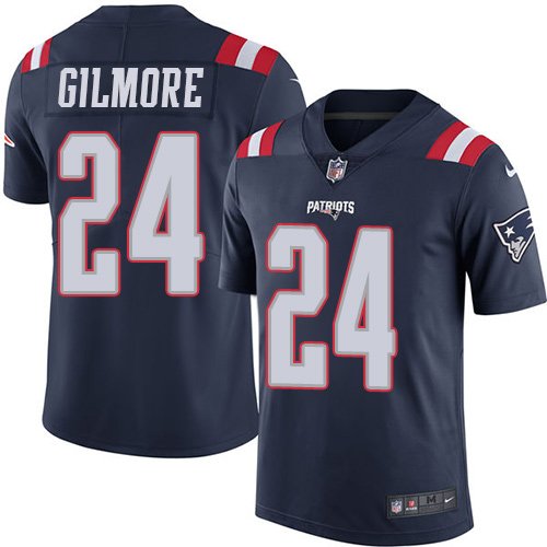 Youth Nike New England Patriots #24 Stephon Gilmore Navy Blue Stitched NFL Limited Rush Jersey inbean