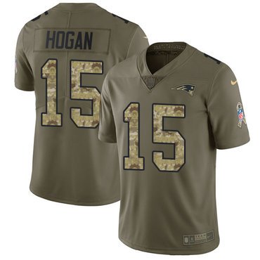 Youth Nike New England Patriots #15 Chris Hogan Olive Camo Stitched NFL Limited 2017 Salute to Service Jersey inbean