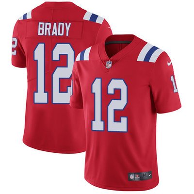 Youth Nike New England Patriots #12 Tom Brady Red Alternate Stitched NFL Vapor Untouchable Limited Jersey inbean