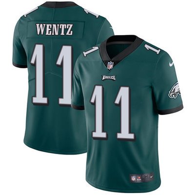 Youth Nike Philadelphia Eagles #11 Carson Wentz Midnight Green Team Color Stitched NFL Vapor Untouchable Limited Jersey inbean