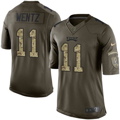 Youth Nike Philadelphia Eagles #11 Carson Wentz Green Stitched NFL Limited 2015 Salute to Service Jersey inbean