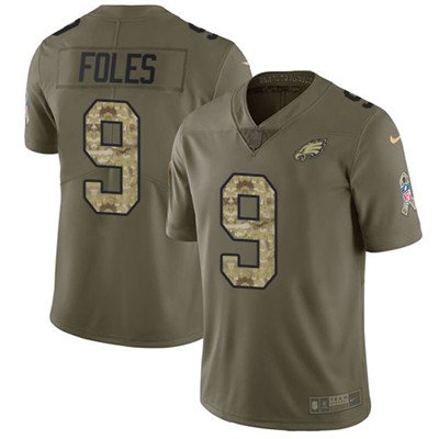 Youth Nike Philadelphia Eagles #9 Nick Foles Olive Camo Stitched NFL Limited 2017 Salute to Service Jersey inbean