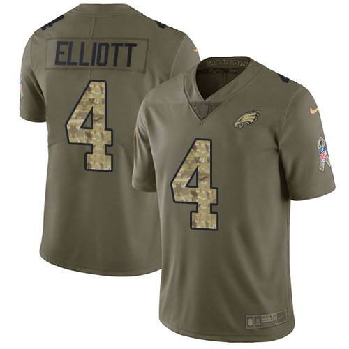 Youth Nike Philadelphia Eagles #4 Jake Elliott Olive Camo Stitched NFL Limited 2017 Salute to Service Jersey inbean