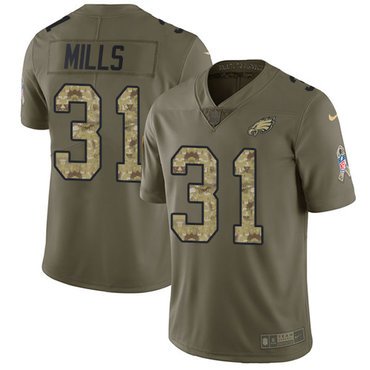 Youth Nike Philadelphia Eagles #31 Jalen Mills Olive Camo Stitched NFL Limited 2017 Salute to Service Jersey inbean