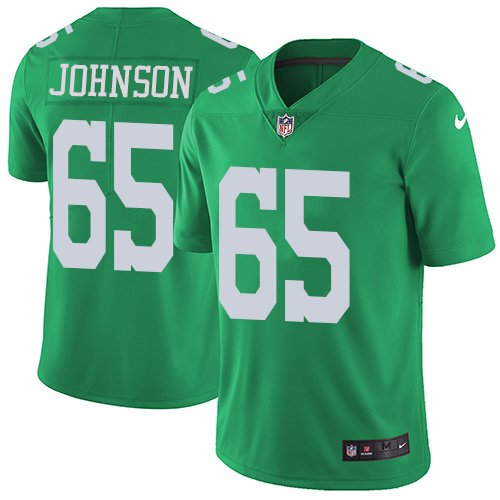 Youth Nike Philadelphia Eagles #65 Lane Johnson Green Stitched NFL Limited Rush Jersey inbean