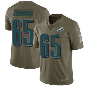 Youth Nike Philadelphia Eagles #65 Lane Johnson Olive Stitched NFL Limited 2017 Salute to Service Jersey inbean