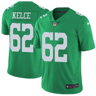 Youth Nike Philadelphia Eagles #62 Jason Kelce Green Stitched NFL Limited Rush Jersey inbean