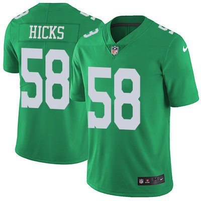 Youth Nike Philadelphia Eagles #58 Jordans Hicks Green Stitched NFL Limited Rush Jersey inbean