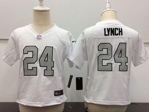 Toddler Nike Raiders #24 Marshawn Lynch White Rush Stitched NFL Elite Jersey inbean