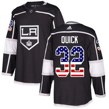 Adidas Kings #32 Jonathan Quick Black Home Authentic USA Flag Stitched NHL Jersey inbean