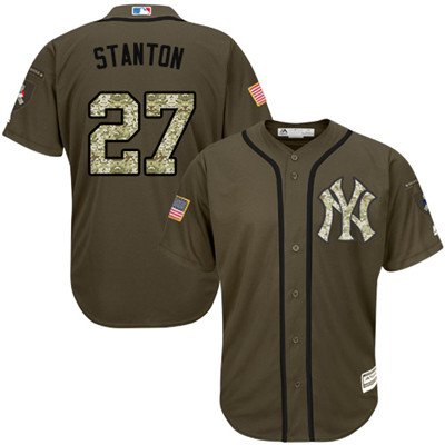 Youth New York Yankees #27 Giancarlo Stanton Green Salute to Service Stitched MLB Jersey inbean