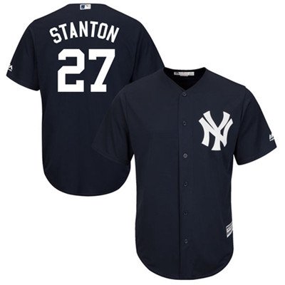 Youth New York Yankees #27 Giancarlo Stanton Navy blue Cool Base Stitched MLB Jersey inbean