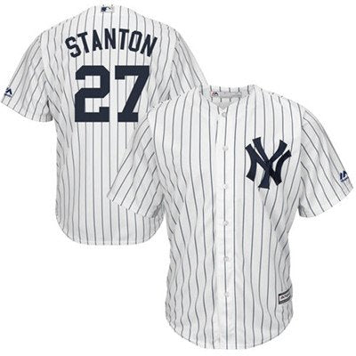 Youth New York Yankees #27 Giancarlo Stanton White Cool Base Stitched MLB Jersey inbean