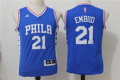 Youth Philadelphia 76ers #21 Joel Embiid NEW White Stitched NBA Adidas Swingman Jersey inbean