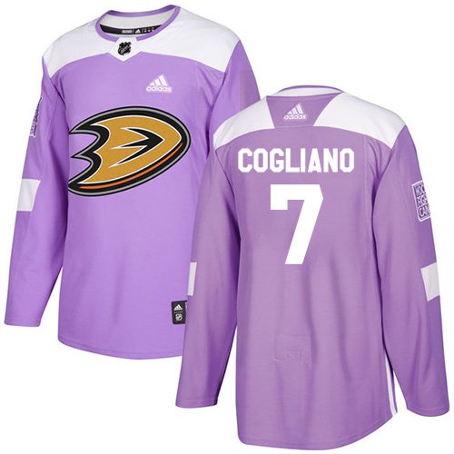 Adidas Ducks #7 Andrew Cogliano Purple Authentic Fights Cancer Youth Stitched NHL Jersey inbean