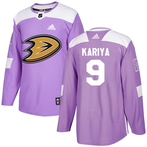 Adidas Ducks #9 Paul Kariya Purple Authentic Fights Cancer Youth Stitched NHL Jersey inbean