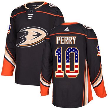 Adidas Ducks #10 Corey Perry Black Home Authentic USA Flag Youth Stitched NHL Jersey inbean