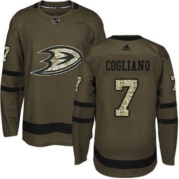 Adidas Ducks #7 Andrew Cogliano Green Salute to Service Youth Stitched NHL Jersey inbean