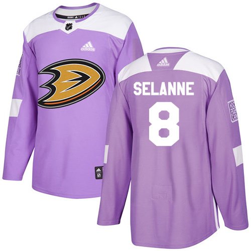 Adidas Ducks #8 Teemu Selanne Purple Authentic Fights Cancer Youth Stitched NHL Jersey inbean