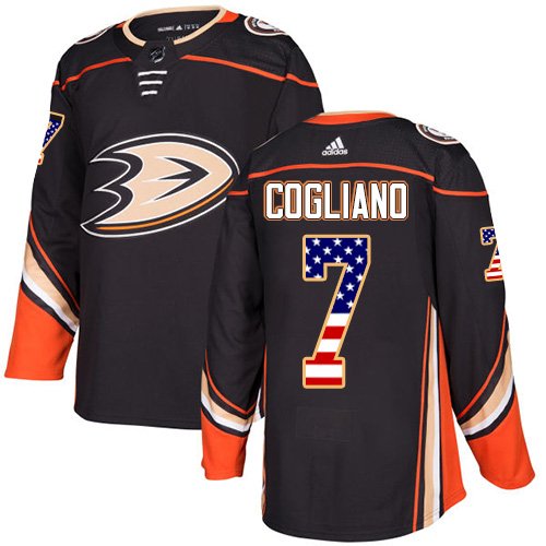 Adidas Ducks #7 Andrew Cogliano Black Home Authentic USA Flag Youth Stitched NHL Jersey inbean