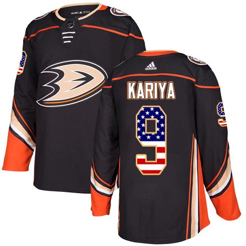 Adidas Ducks #9 Paul Kariya Black Home Authentic USA Flag Youth Stitched NHL Jersey inbean