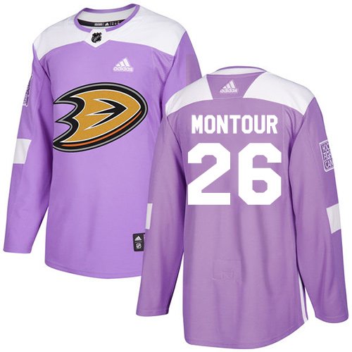 Adidas Ducks #26 Brandon Montour Purple Authentic Fights Cancer Youth Stitched NHL Jersey inbean