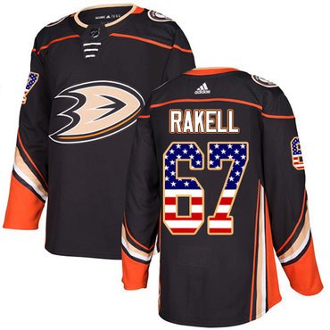 Adidas Ducks #67 Rickard Rakell Black Home Authentic USA Flag Youth Stitched NHL Jersey inbean