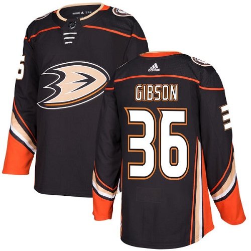 Adidas Ducks #36 John Gibson Black Home Authentic Youth Stitched NHL Jersey inbean