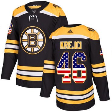 Adidas Bruins #46 David Krejci Black Home Authentic USA Flag Youth Stitched NHL Jersey inbean