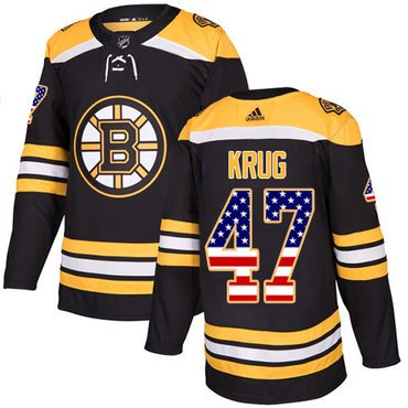 Adidas Bruins #47 Torey Krug Black Home Authentic USA Flag Youth Stitched NHL Jersey inbean