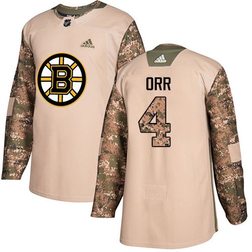 Adidas Bruins #4 Bobby Orr Camo Authentic 2017 Veterans Day Youth Stitched NHL Jersey inbean