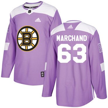 Adidas Bruins #63 Brad Marchand Purple Authentic Fights Cancer Youth Stitched NHL Jersey inbean