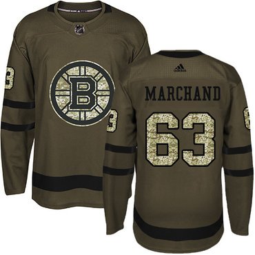 Adidas Bruins #63 Brad Marchand Green Salute to Service Youth Stitched NHL Jersey inbean