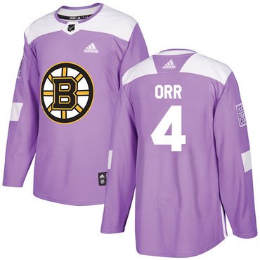 Adidas Bruins #4 Bobby Orr Purple Authentic Fights Cancer Youth Stitched NHL Jersey inbean