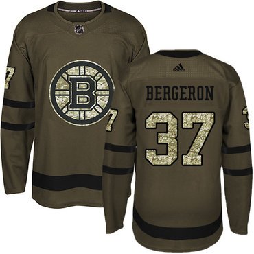 Adidas Bruins #37 Patrice Bergeron Green Salute to Service Youth Stitched NHL Jersey inbean