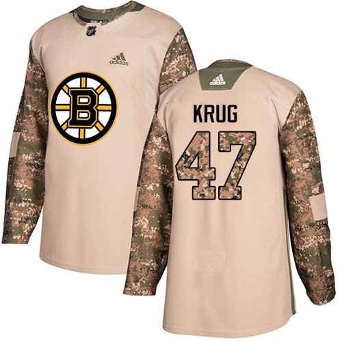 Adidas Bruins #47 Torey Krug Camo Authentic 2017 Veterans Day Youth Stitched NHL Jersey inbean