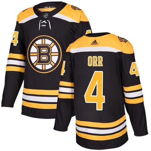 Adidas Bruins #4 Bobby Orr Black Home Authentic Youth Stitched NHL Jersey inbean