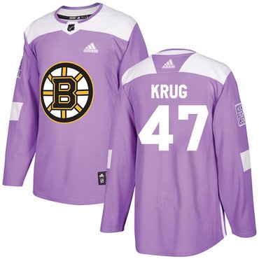 Adidas Bruins #47 Torey Krug Purple Authentic Fights Cancer Youth Stitched NHL Jersey inbean