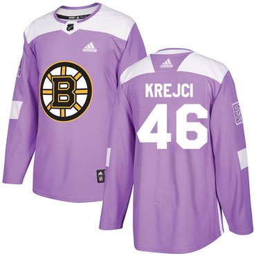 Adidas Bruins #46 David Krejci Purple Authentic Fights Cancer Youth Stitched NHL Jersey inbean