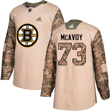 Adidas Bruins #73 Charlie McAvoy Camo Authentic 2017 Veterans Day Youth Stitched NHL Jersey inbean