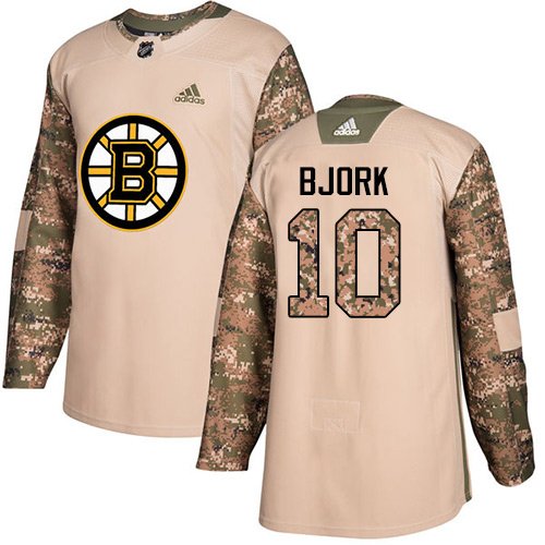 Adidas Bruins #10 Anders Bjork Camo Authentic 2017 Veterans Day Youth Stitched NHL Jersey inbean